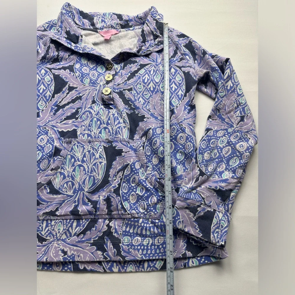 Lilly Pulitzer size M paisley pattern purple 1/4 zip pullover light sweatshirt. - Picture 5 of 8